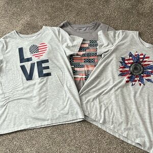 Gray Graphic T-Shirts with Patriotic Designs